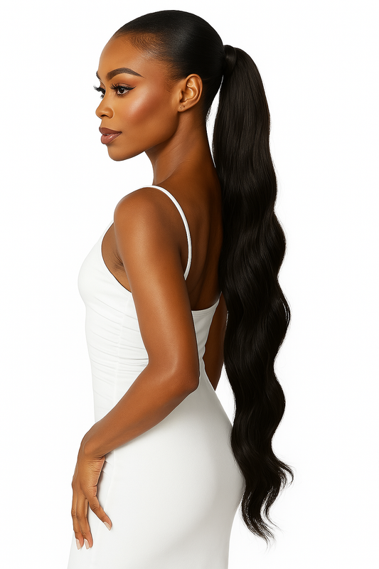 Natural Black Body Wave Ponytail