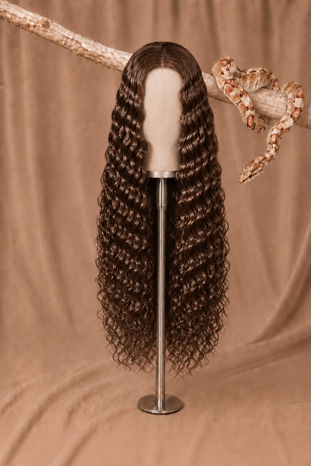 #2 Medium Brown Rattlesnake Curl Loose Deep Wave 5x5 HD Lace Closure Glueless Wig front view human hair lace closure wig