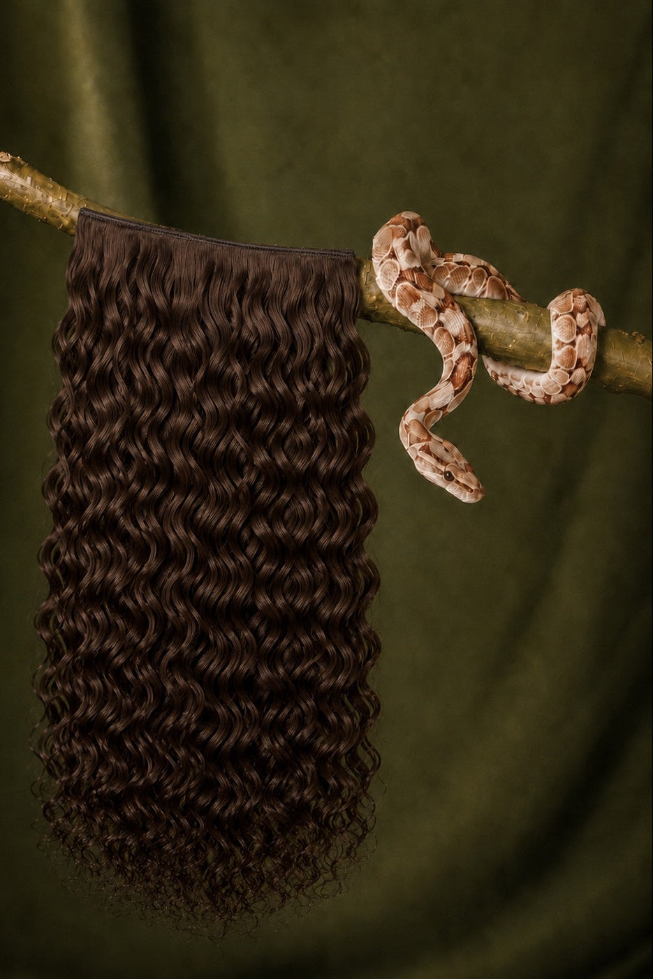 #2 Rattlesnake Curl Loose Deep Wave Classic Clip-Ins in Medium Brown front view human hair clip-in extensions
