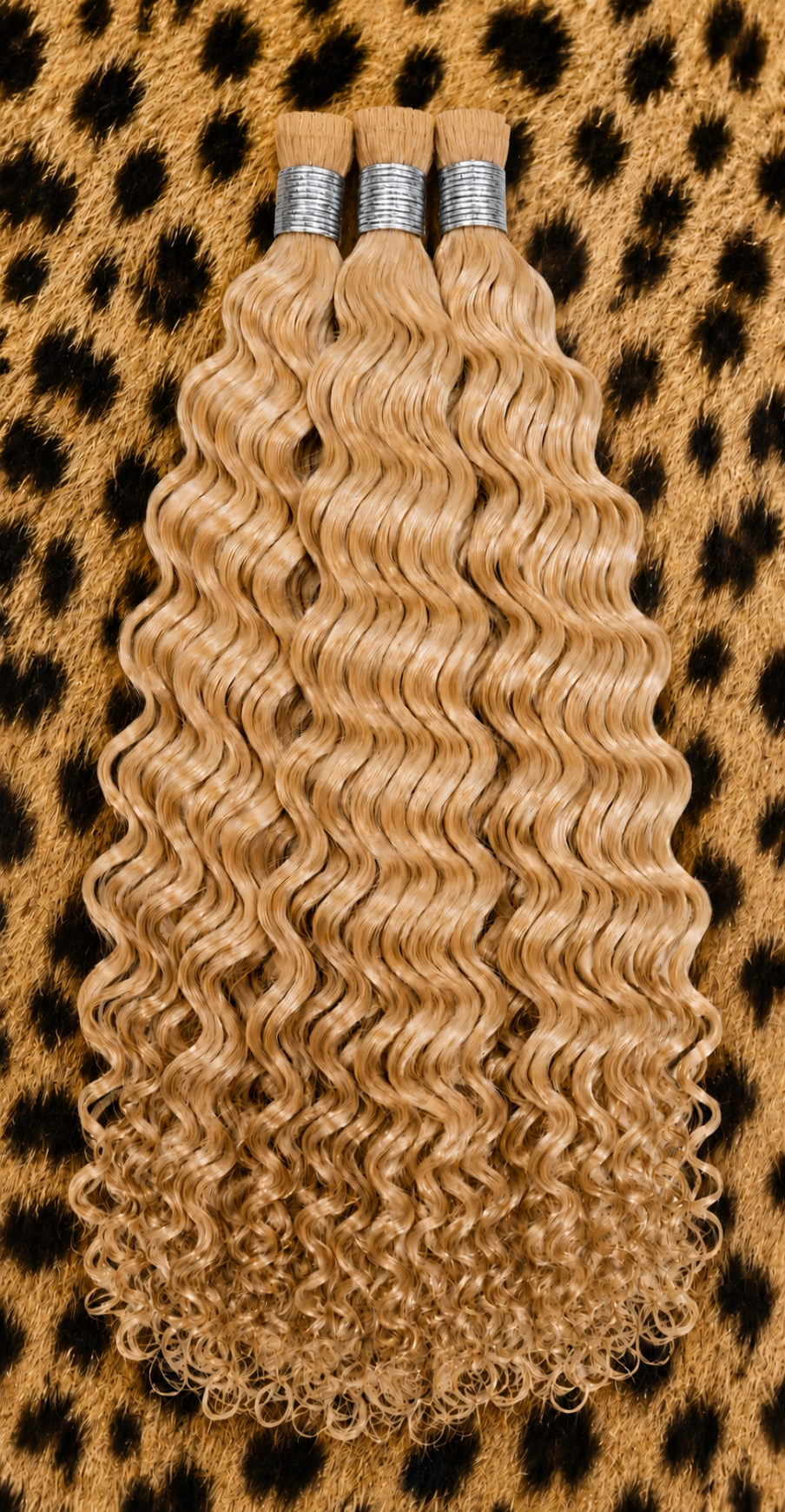 20 inch Deep Wave Boho Hair Pieces in #613 Bright Blonde human hair extension texture