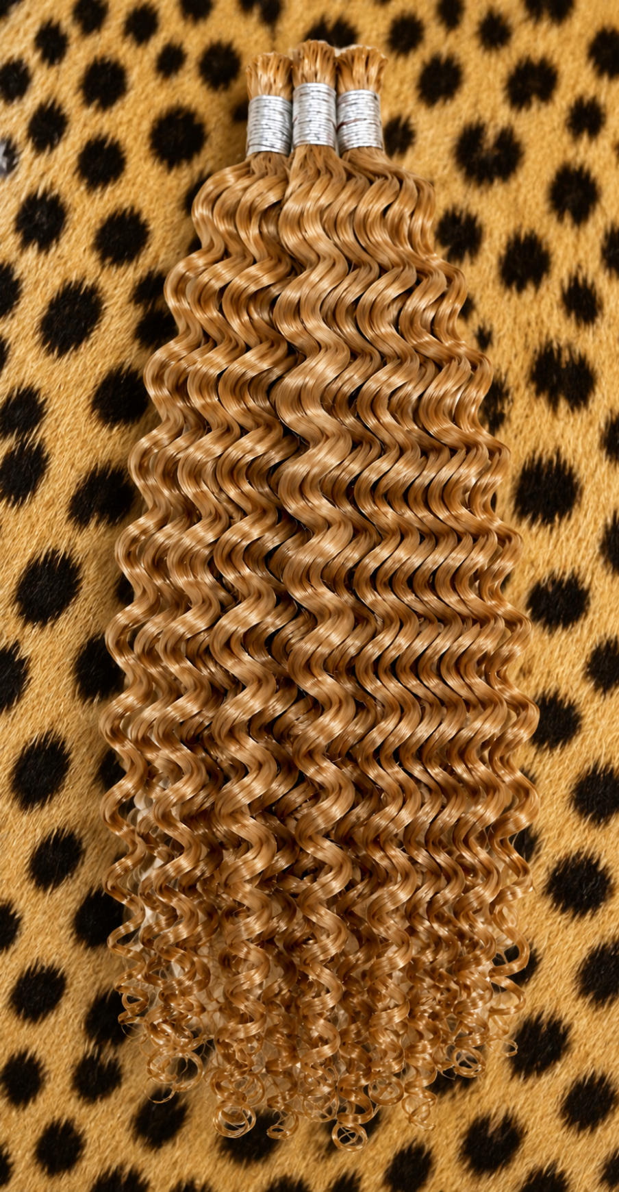 20 inch Deep Wave Boho Hair Pieces in #27 Honey Blonde human hair extension texture