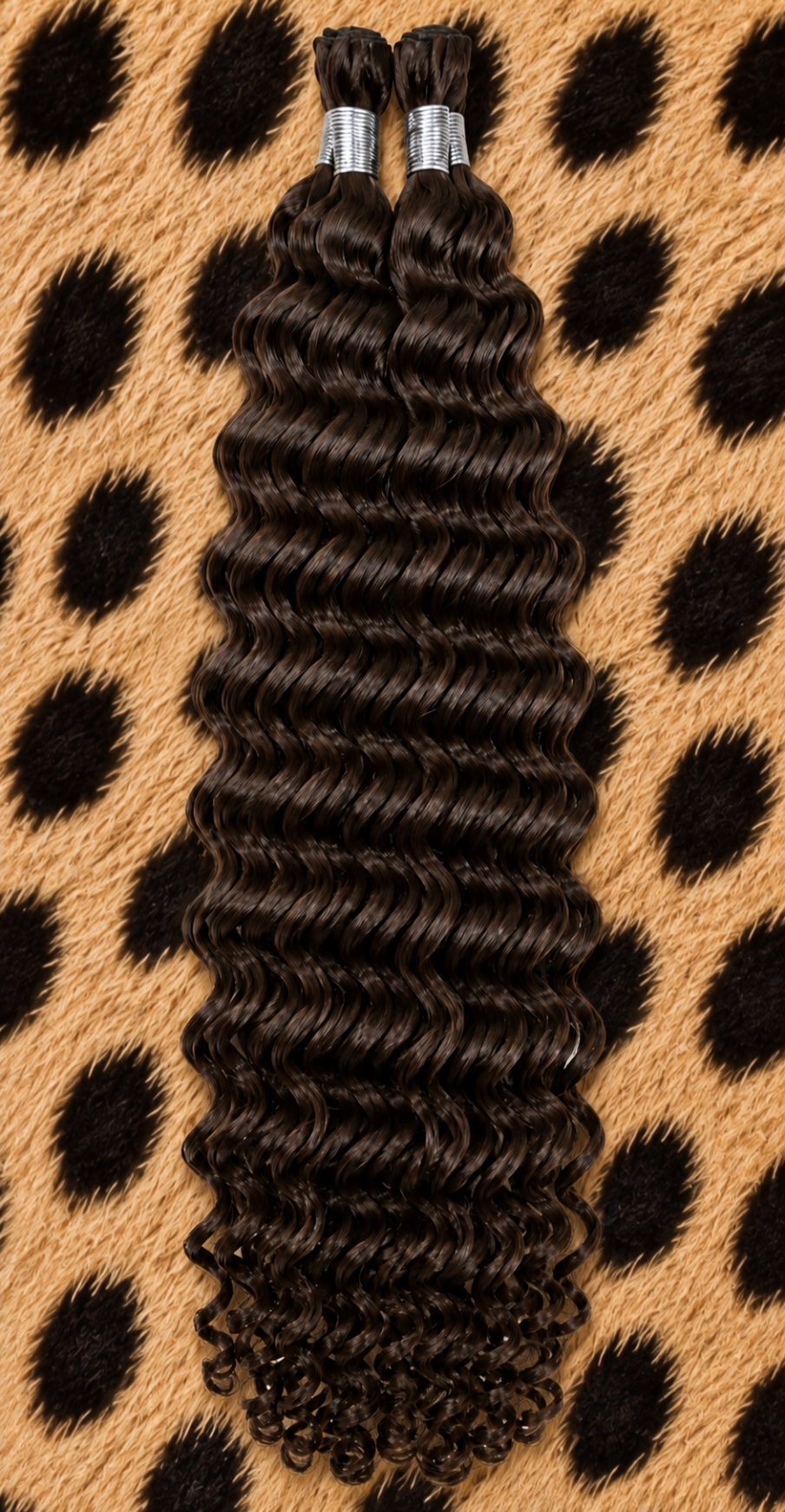 20 inch Deep Wave Boho Hair Pieces in #4 Medium Brown human hair extension texture