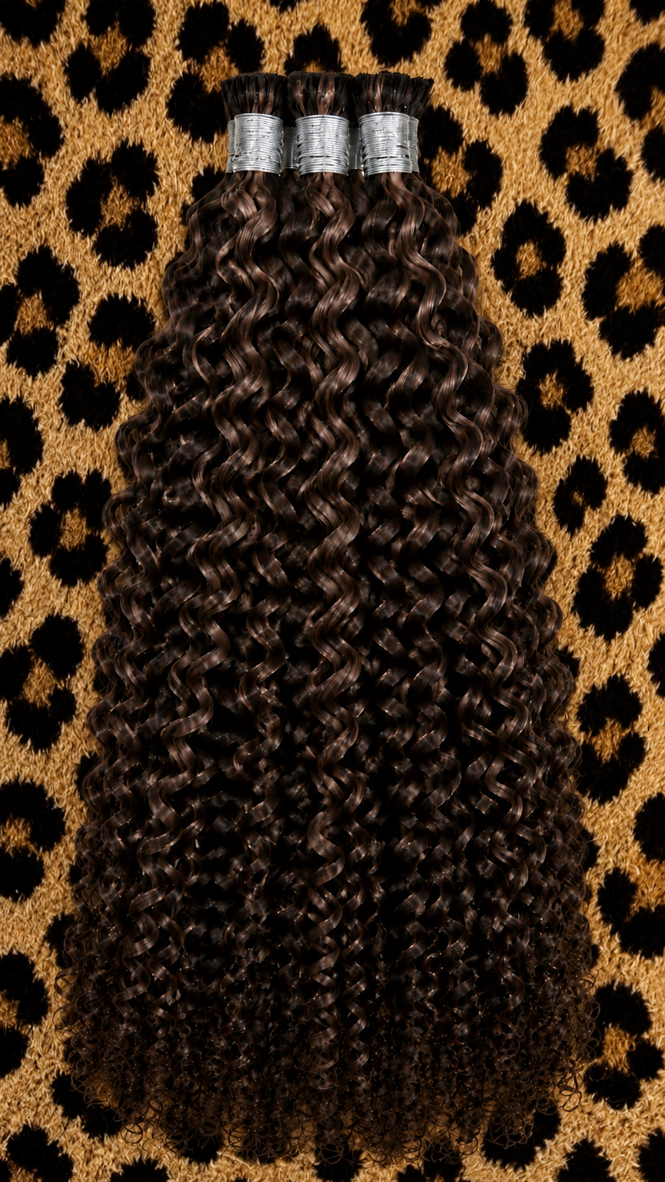20 inch Water Wave Boho Hair Pieces in #4 Medium Brown human hair extension texture