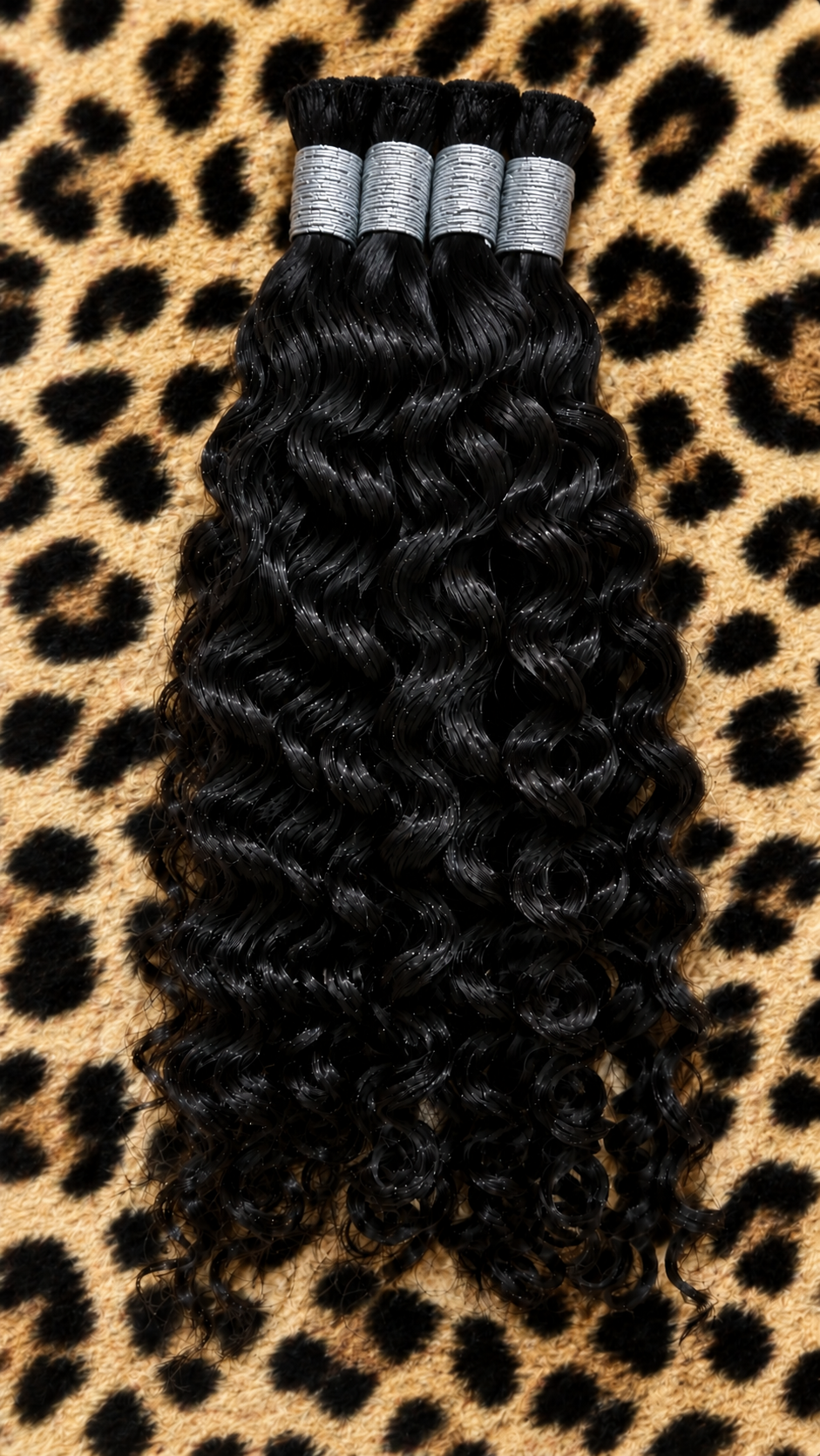 20 inch Water Wave Boho Hair Pieces in Natural Black (1B) human hair extension texture