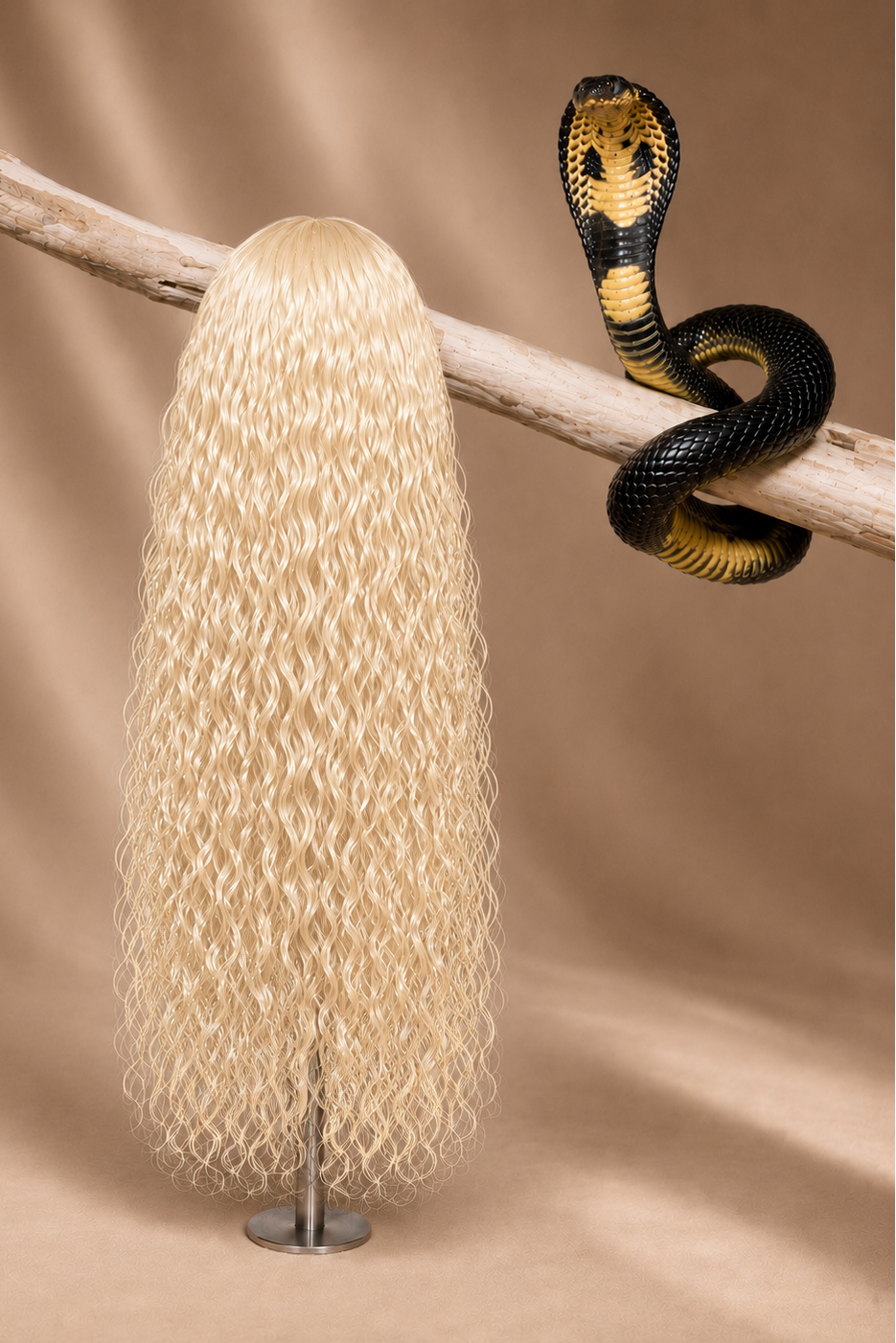 613 Cobra Curl Water Wave 5x5 HD Lace Closure Wig in Platinum Blonde back view human hair wig texture