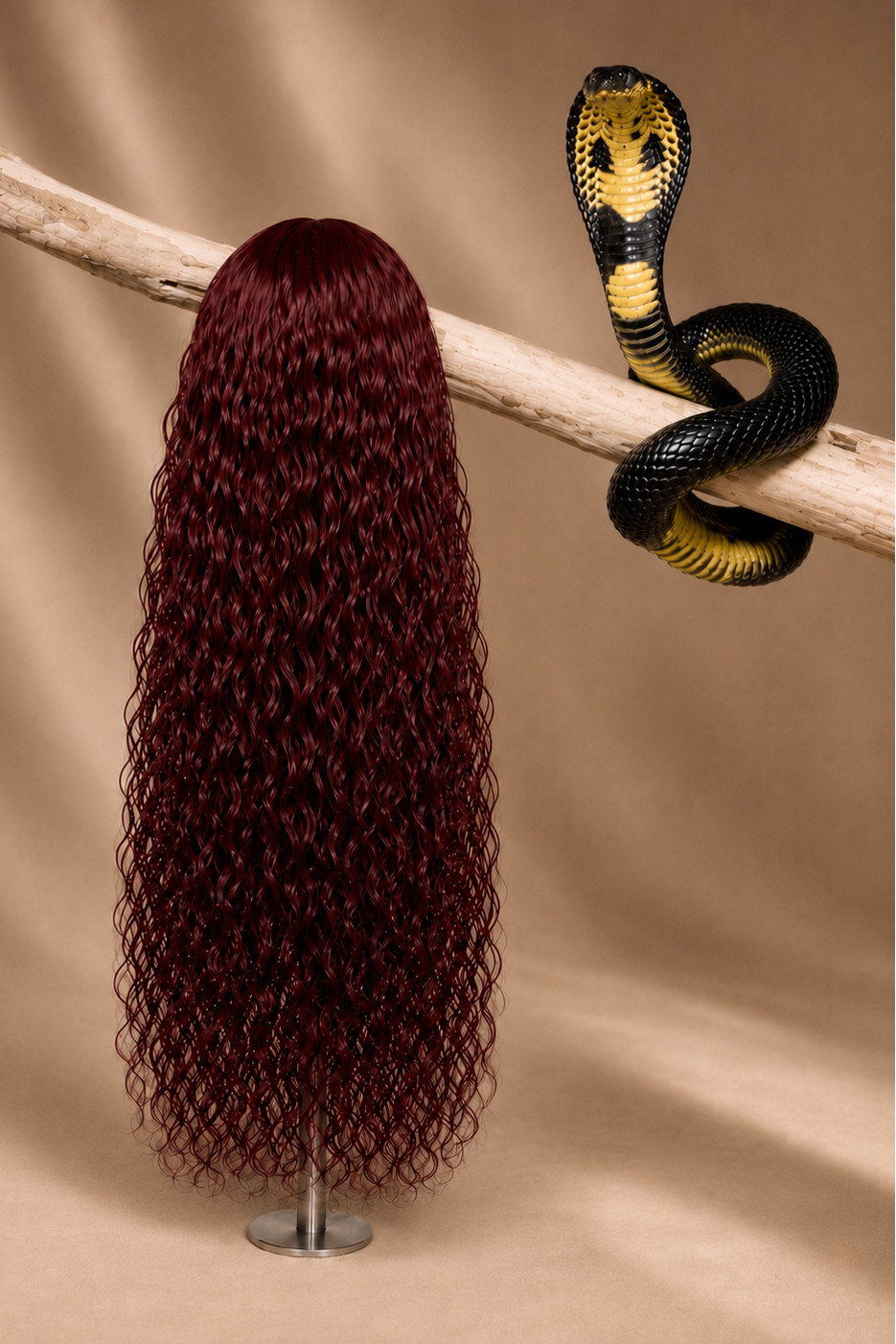 99J Cobra Curl Water Wave 5x5 HD Lace Closure Wig in Burgundy Red back view human hair wig texture