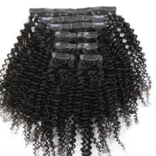 Load image into Gallery viewer, Kinky Curly Double Drawn Seamless Clip-Ins (Natural Black)