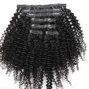 Kinky Curly Double Drawn Seamless Clip-Ins (Natural Black)