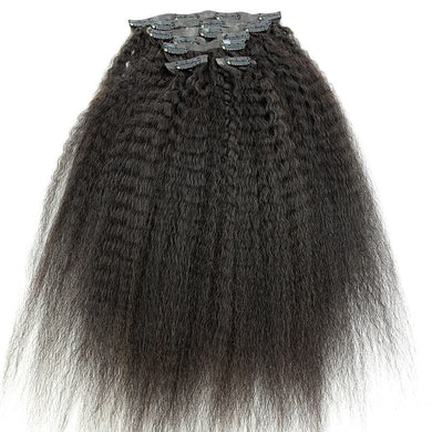 Kinky Straight Double Drawn Seamless Clip-Ins (Natural Black)