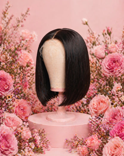 THE MOM BOB: 1B Straight 12" 5x5 HD Lace Closure